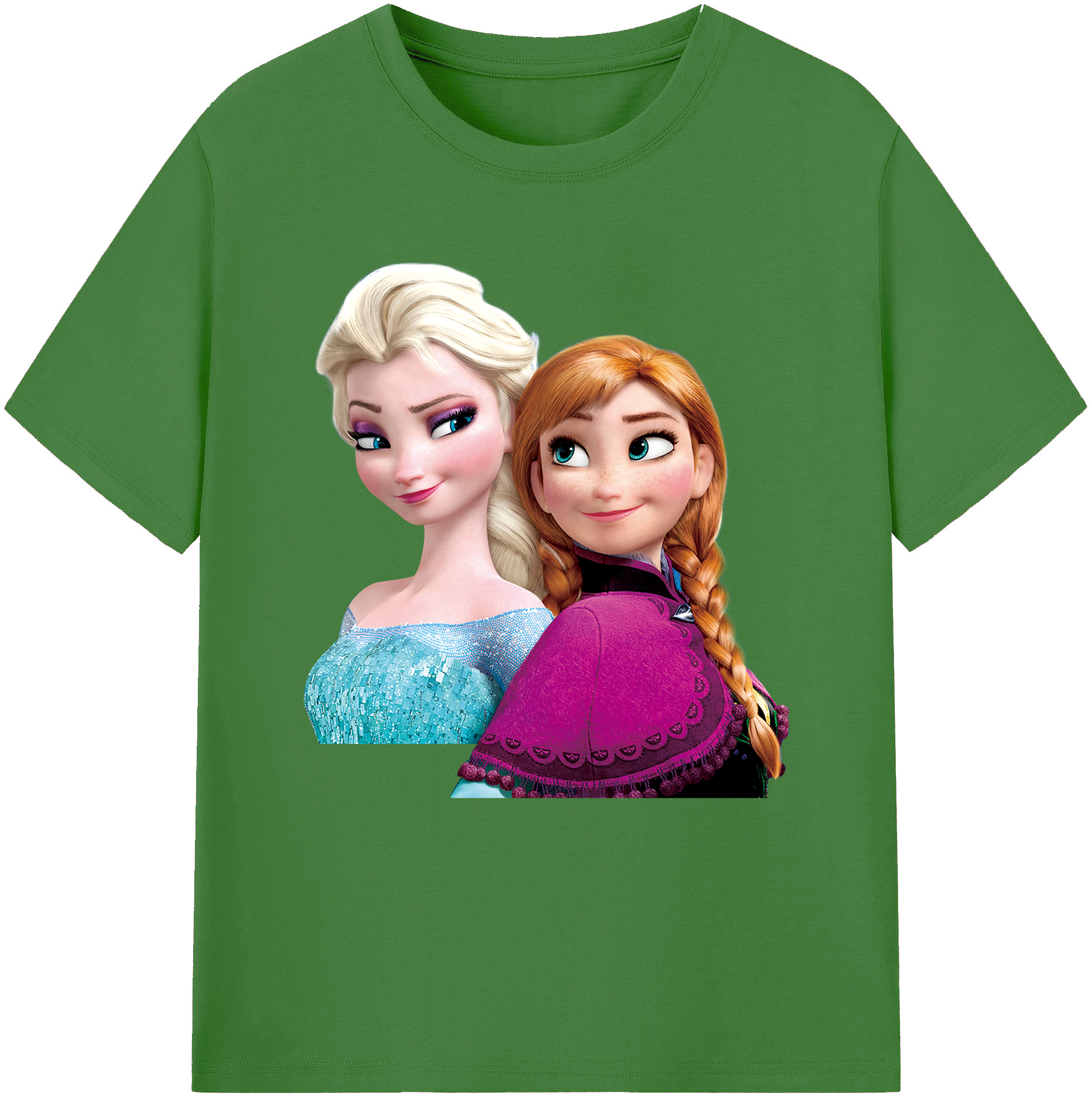 （画像用） アナと雪の女王 アンナ エルサ Frozen Anna Elsa レディースカジュアルプリントTシャツ（綿100％）